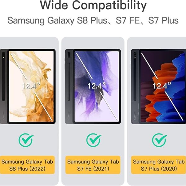 JETech Case for Samsung Galaxy Tab S8 Plus 2022 / S7 FE 2021 / S7 Plus 2020 12.4-Inch with S Pen Holder, Slim Folio Stand Protective Tablet Cover, Multi-Angle Viewing (Black)