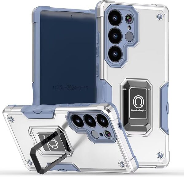 Case for iPhone Xs Max Cover,Ring Kickstand Holder Magnetic Stand Slim PC/TPU Bumper Outdoor Military Grade Armor Heavy Duty Shockproof Protective Phone Case-White