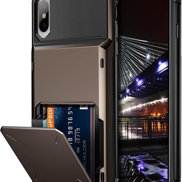 Vofolen Case for iPhone XS Max Case Wallet ID Slot Credit Card Holder Scratch Resistant Dual Layer Protective Bumper Rugged TPU Rubber Armor Hard Shell Case Cover for iPhone XS Max 10S Max (Gun Color)