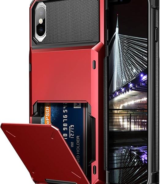 Vofolen Case for iPhone Xs Max Case Wallet ID Slot Credit Card Holder Scratch Resistant Dual Layer Protective Bumper Rugged TPU Rubber Armor Hard Shell Case Cover for iPhone Xs Max 10S Max (Red)