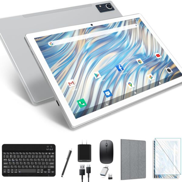 Latest Android 13 Tablet, Octa-Core Processor+128GB+16(8+8 Expand) GB, 10.1 inch Tablet with 8000mAh Battery, 1280x800 HD Screen, 5G WiFi, 21MP Camera, Tableta with Keyboard, Bluetooth, Mouse, Case