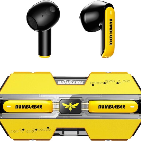 Transformers TF-T01 True Wireless Earbuds Wireless Bluetooth 5.4 Ear Buds Deep Bass Sound Earbud with Smart Noise Cancelling Mic IPX5 Waterproof in Ear Earphones for Android iOS Yellow Bumblebee