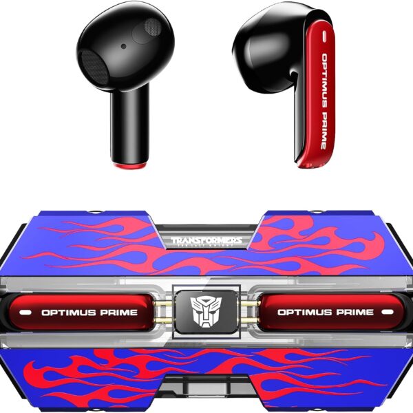 Transformers TF-T01 True Wireless Earbuds Wireless Bluetooth 5.4 Ear Buds Deep Bass Sound Earbud with Smart Noise Cancelling Mic IPX5 Waterproof in Ear Earphones for Android iOS Blue Optimus Prime