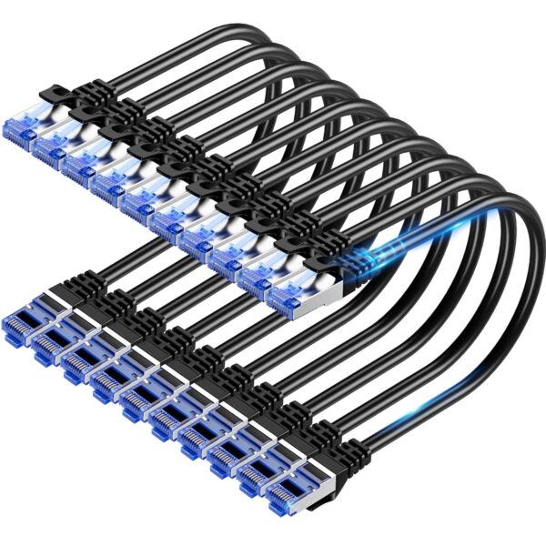 Cat6A Ethernet Cable Shielded 10Gbps 10 ft (10 Pack), Slim Shielded (F/UTP) Ethernet Cable Cat 6, Flexible 28AWG Bare Copper Cat6 Cable, Space-saving Cat6a Network Cable for Server, Data Center, Black