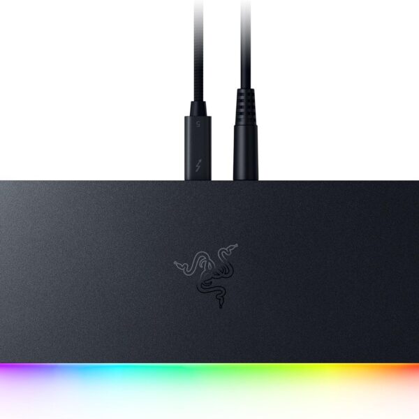 Razer Thunderbolt 5 Dock Chroma: 11 Port Docking Station with M.2 SSD Slot - 120Gbps Transfer Speeds - 3X 4K Displays at 144 Hz on TB5/4 Laptops - 140W PD Charging - Active Cooling - TB Share - Black