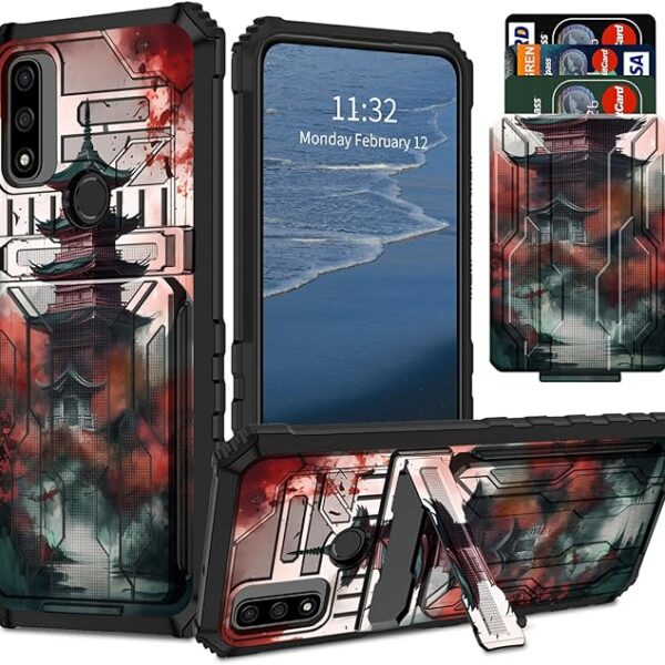 Motorola Moto G Pure/Play 2023 /Power 2022 Wallet Case with Card Holder & Kickstand Dual Layer Hybrid Cover Tower Landscape Pattern Protective Case for Moto G Pure