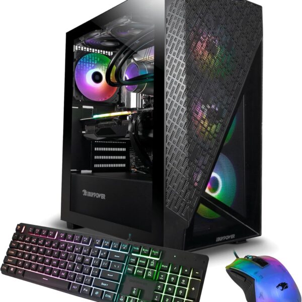 iBUYPOWER Slate 6 Mesh Gaming Desktop, Intel i5-13600KF, NVIDIA GeForce RTX 4060, 16GB DDR5, 1TB NVMe SSD, Liquid Cooled, RGB, Windows 11 Home 64-bit, SlateMshI5N4602
