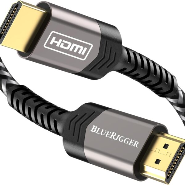 BlueRigger HDMI Cable 8K (10FT, 8K 60Hz HDR, High Speed 48Gbps, HDMI Braided Cord, eArc, HDCP 2.3) - Compatible with PS5, Xbox, Roku, Apple TV, HDTV, Blu-ray, PC
