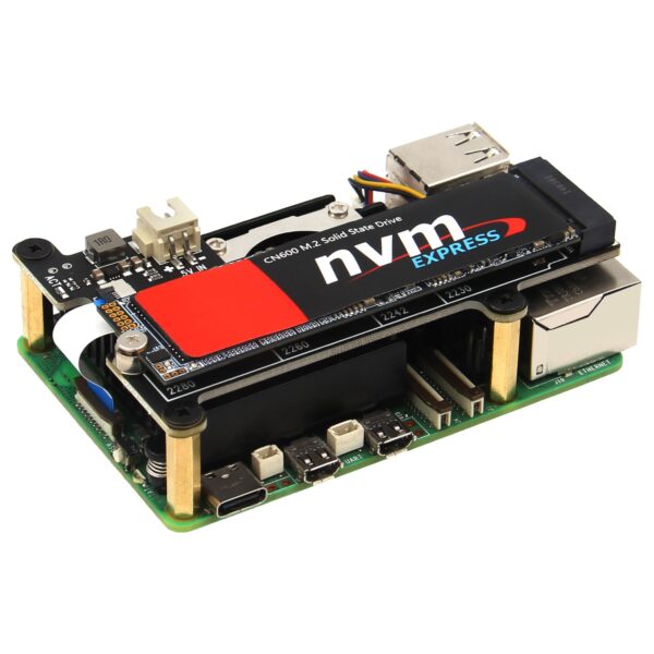 Geekworm X1001 PCIe to M.2 HAT Key-M NVMe SSD PIP PCIe Peripheral Board for Raspberry Pi 5 Support M.2 2230/2242/2260/2280 SSD