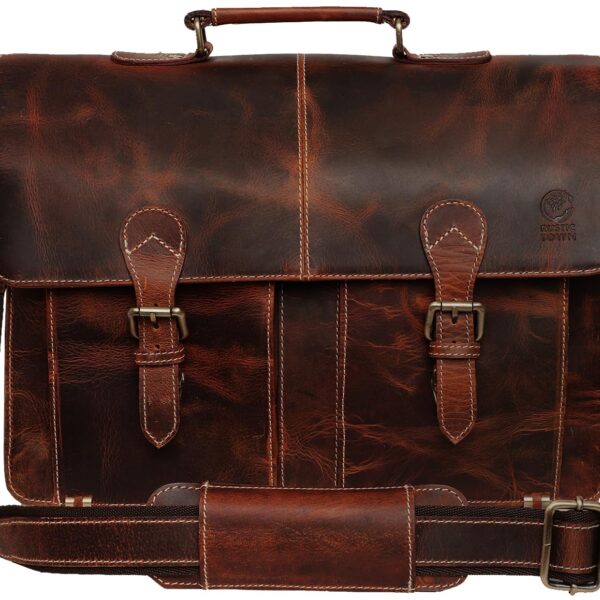 RUSTIC TOWN Handmade Leather Shoulder Briefcase Messenger Bag Mens 16 inch Laptop Satchel