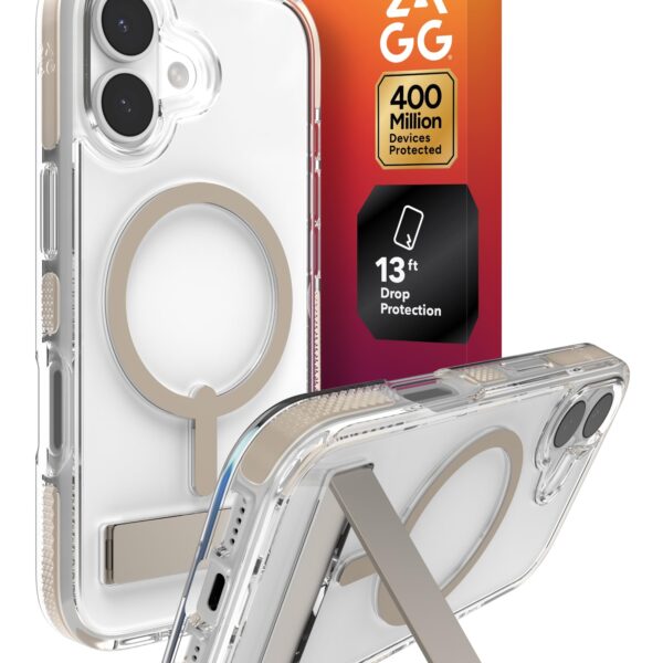 ZAGG Santa Cruz Snap Case with Kickstand for iPhone 17 Pro - Titanium, Drop Protection (13ft/4m), MagSafe Charging Compatible, ClearGuard Anti-Yellowing Technology, Scratch Resistant Phone Case