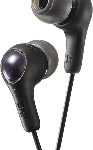 JVC Gumy in Ear Earbud Headphones, Powerful Sound, Comfortable and Secure Fit, Silicone Ear Pieces - HAFX7B Black, Small