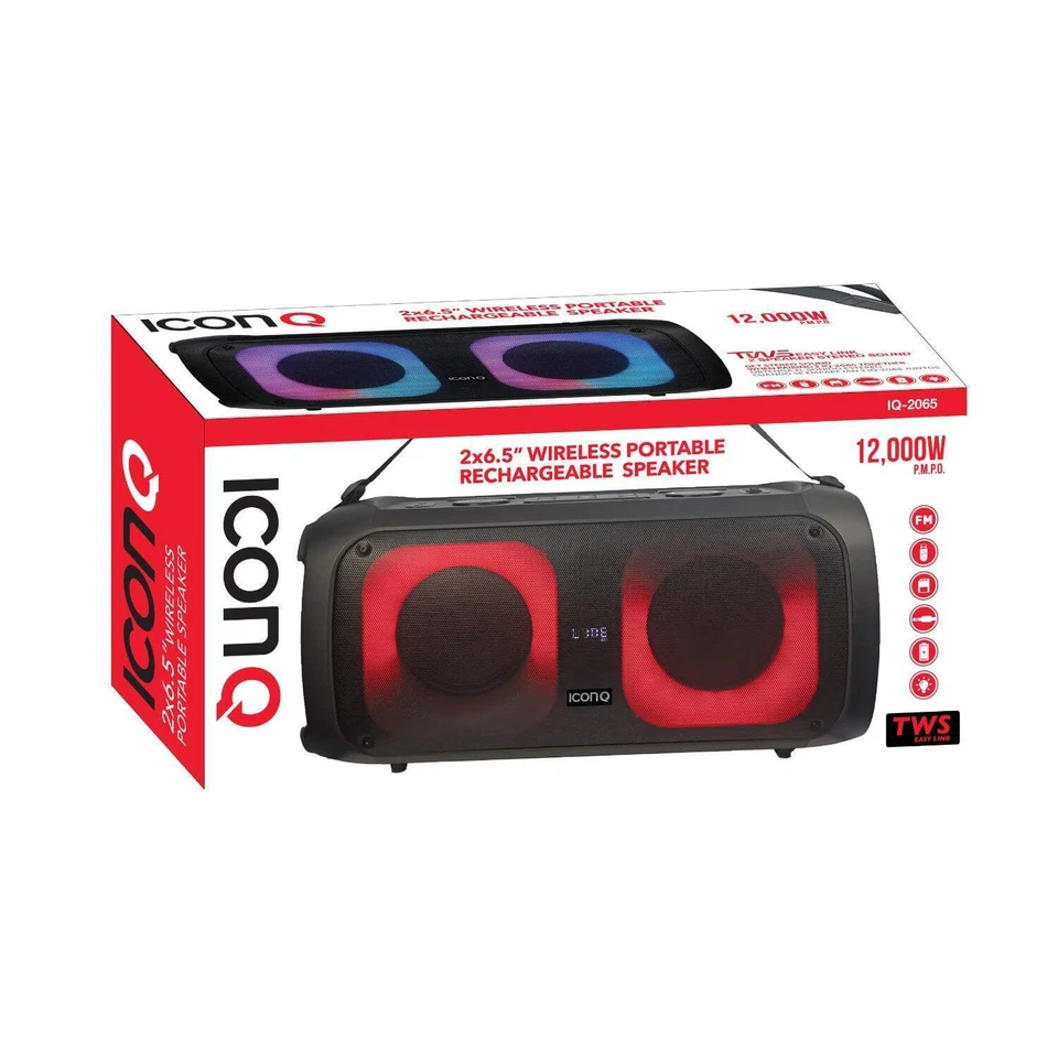 Portable Rechargeable 12000W Outdoor LED Speaker w/ Multiple Inputs by IconQ - Image 6