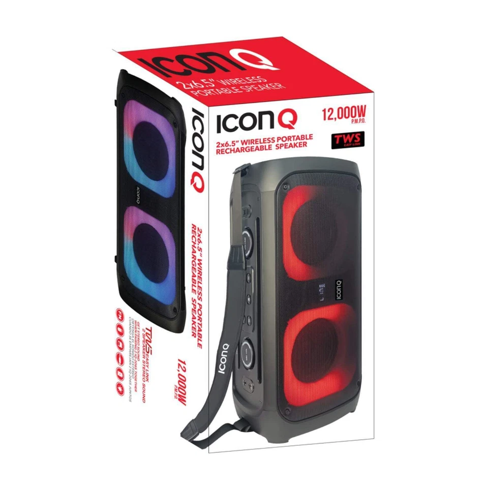 Portable Rechargeable 12000W Outdoor LED Speaker w/ Multiple Inputs by IconQ - Image 7