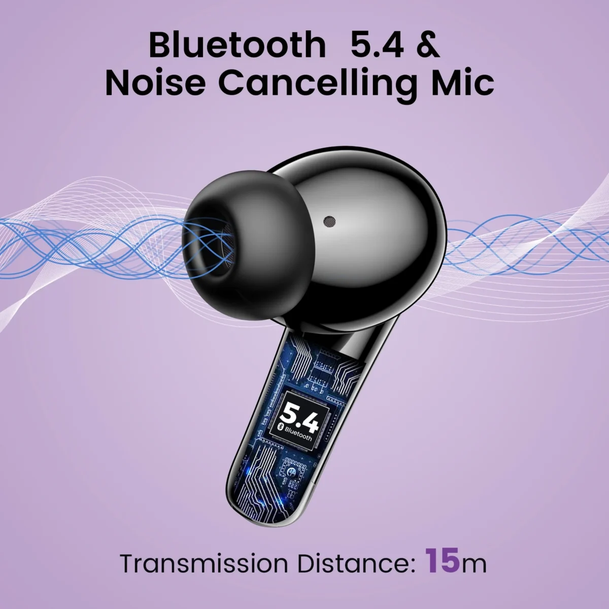 VEAT00L P91 Wireless Earbuds, Bluetooth Headphones V5.4 Stereo Ear buds with Noise Cancelling Mics, 60H Playback Mini Case with Dual LED Display, IP7 Waterproof in-Ear Earphones for Android iOS - Image 5