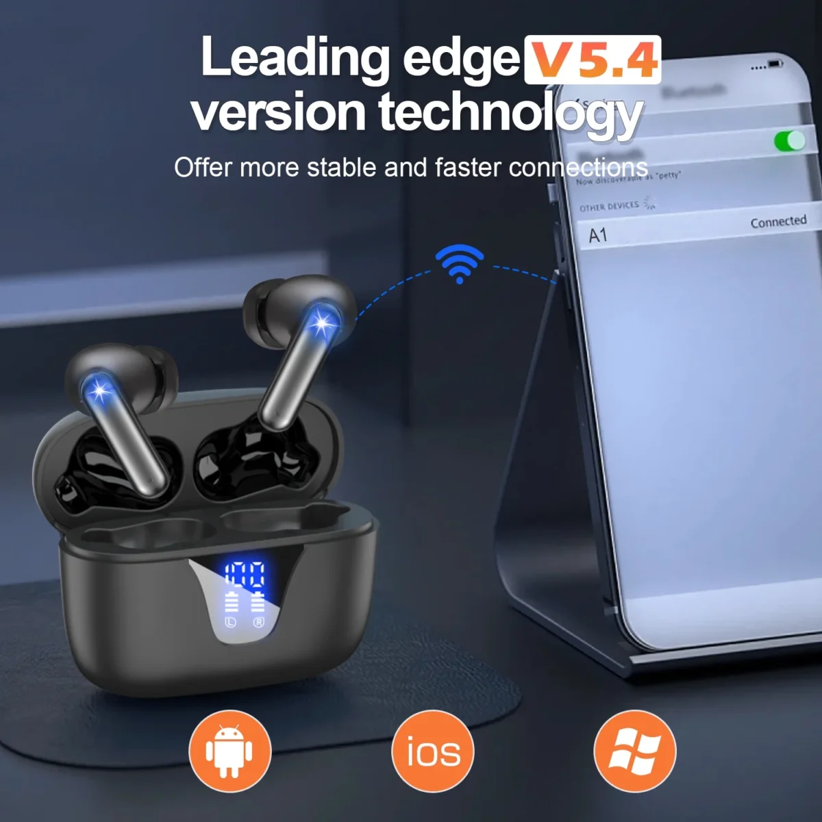 Wireless Earbuds, 2025 Bluetooth Headphones, 65hrs Stereo Deep Bass Ear Buds with Power Display Charging Case, buit in Mic, IPX7 Waterproof Headset for iPhone Andriod Phones, Brand Breezio - Image 4