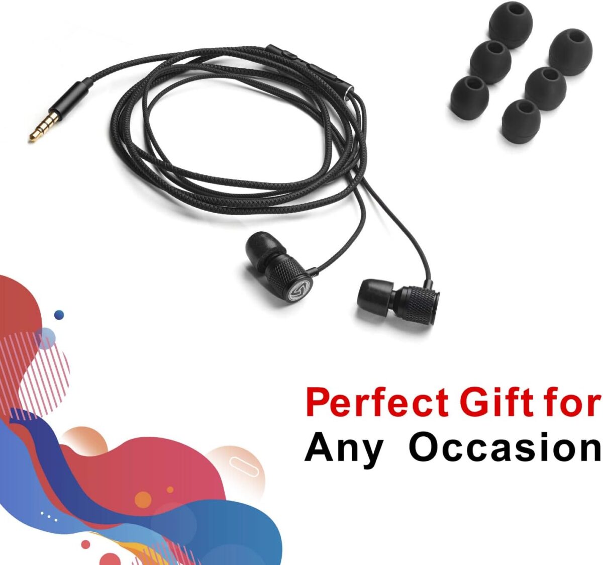 LUDOS Ultra Wired Earbuds in-Ear Headphones, Earphones with Microphone, Noise Isolating Ear Buds, Memory Foam for iPhone, Samsung, School Students, Kids, Women, Small Ears - Black - Image 4