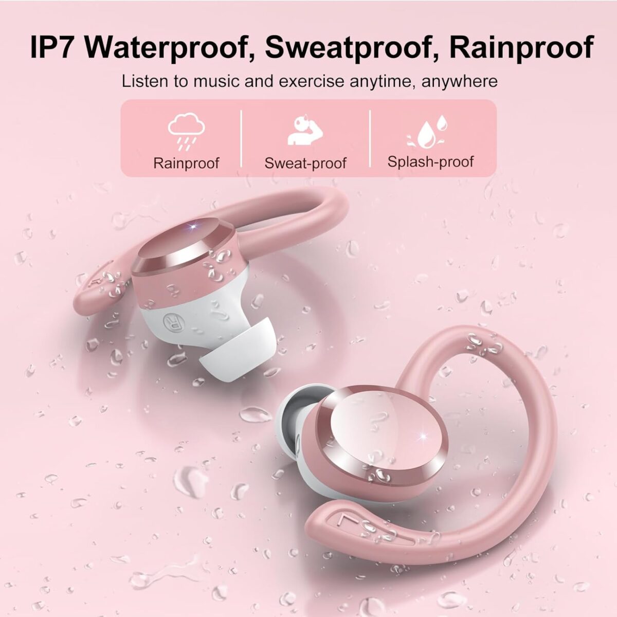 Wireless Earbuds, 2025 New Bluetooth 5.4 Headphones Sport Earphones with 68Hrs Playtime LED Display ENC Noise Cancelling Mic, IPX7 Waterproof Over Ear Ear Buds with Hook for Sports/Running - Image 5
