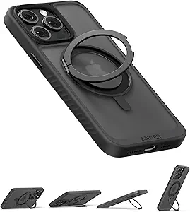 Anker Ultra Magnetic for iPhone 15 Pro Case with Sturdy 360° Ring Stand, Military-Grade Shockproof iPhone 15 Pro Kickstand Compatible with MagSafe(Black)