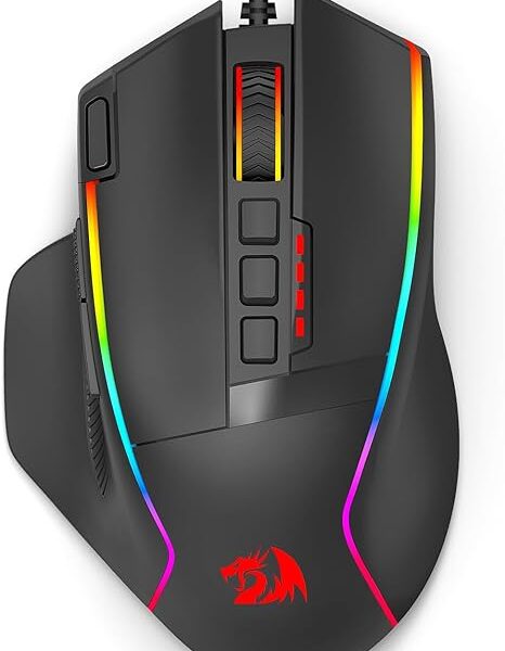 Redragon Gaming Mouse, Wired Gaming Mouse 26,000 DPI Opitacl Sensor, Ergonomic Mice with Fire Button, Macro Editing Programmable RGB Mouse for Laptap/PC/Mac