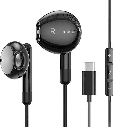 USB C Headphones for iPhone 17 16 15 Pro Max Plus iPad Pro USB C Earphones with Microphone Volume Control USBC Wired Earbuds USB Type C Earphone for Google Pixel 8 Samsung S25 S24 S23 S22 S21 S20 A55