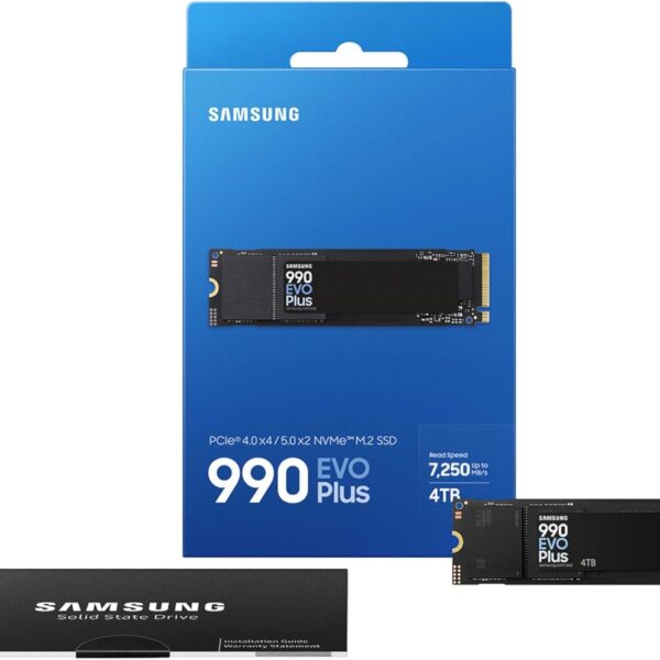 Samsung 990 EVO Plus SSD 4TB, PCIe Gen 4x4 | Gen 5x2 M.2, Speeds Up-to 7,250 MB/s, Upgrade Storage for PC/Laptops, HMB Technology and Intelligent Turbowrite 2.0, (MZ-V9S4T0B/AM)