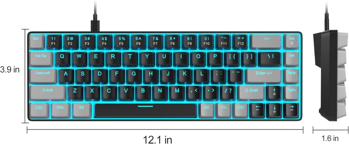 MageGee Portable 60% Mechanical Gaming Keyboard, MK-Box LED Backlit Compact 68 Keys Mini Wired Office Keyboard with Red Switch for Windows Laptop PC Mac - Black/Grey - Image 2
