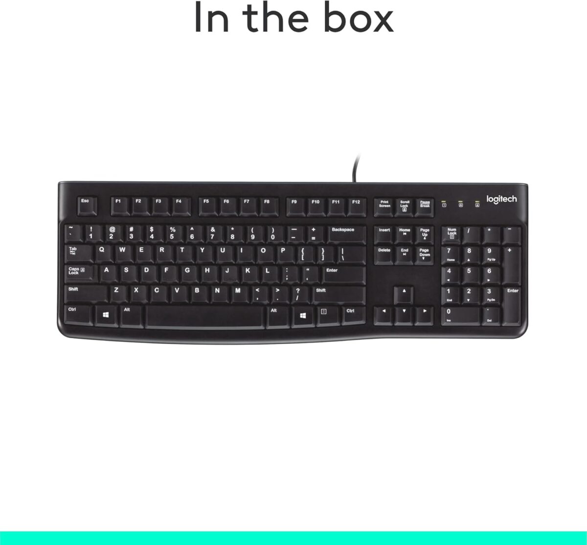 Logitech K120 Wired Keyboard for Windows, Plug and Play, Full-Size, Spill-Resistant, Curved Space Bar, Compatible with PC, Laptop - Black - Image 2