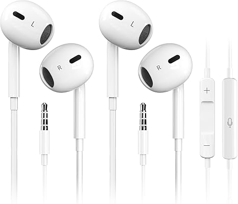 Antool Wired Earbuds,(Ultra Clear Calls & no Noise) Headphones Earbuds Wired 3.5mm, in-Ear Earphones with Mic, Compatible with iPhone/iPad/Android/Laptop/PC (2 Pack)