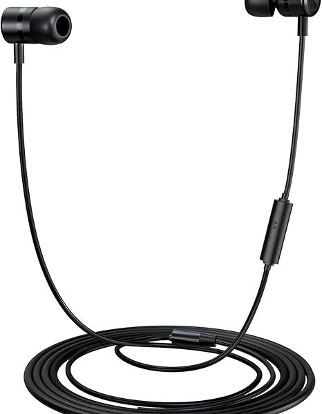 EP-06 Wired Earbuds in-Ear Earphones,Build-in Microphone Noise Isolating Headphones,3.5mm Jack 4.9ft Long Cord Ear Buds,HD Bass Audio,with 6 Ear Tips,for Smartphones/Laptop/Computer Etc-Black