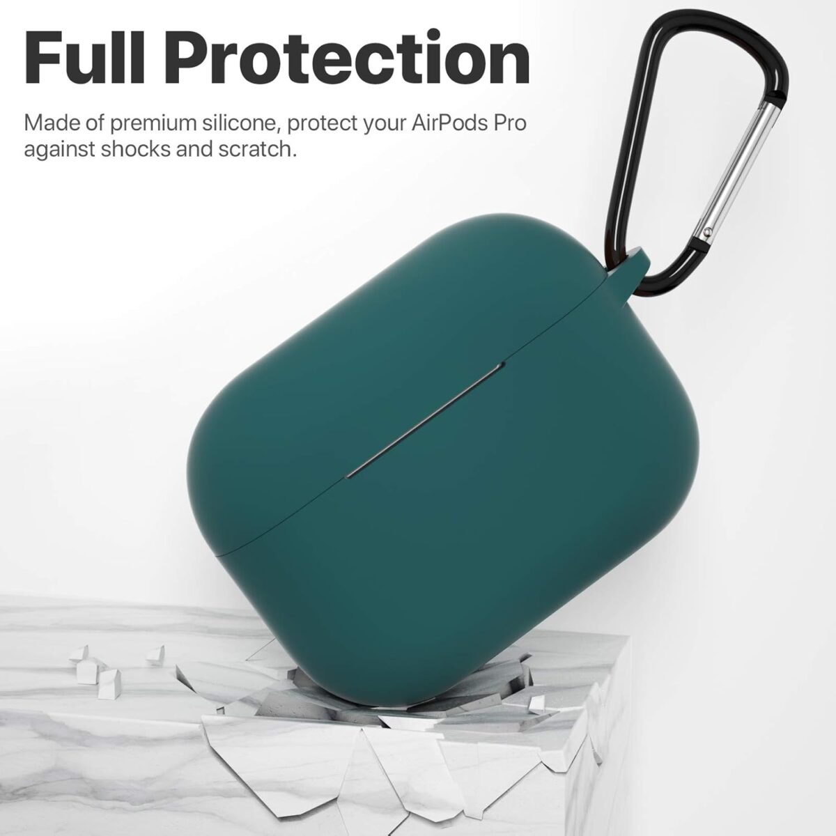 ATUAT for AirPods Pro 1st/2nd Generation Case Cover, Protective Silicone Skin Accessories with Keychain for Women Men for Apple AirPods Pro 2019/2022 Charging Case,Front LED Visible-Midnight Green - Image 2