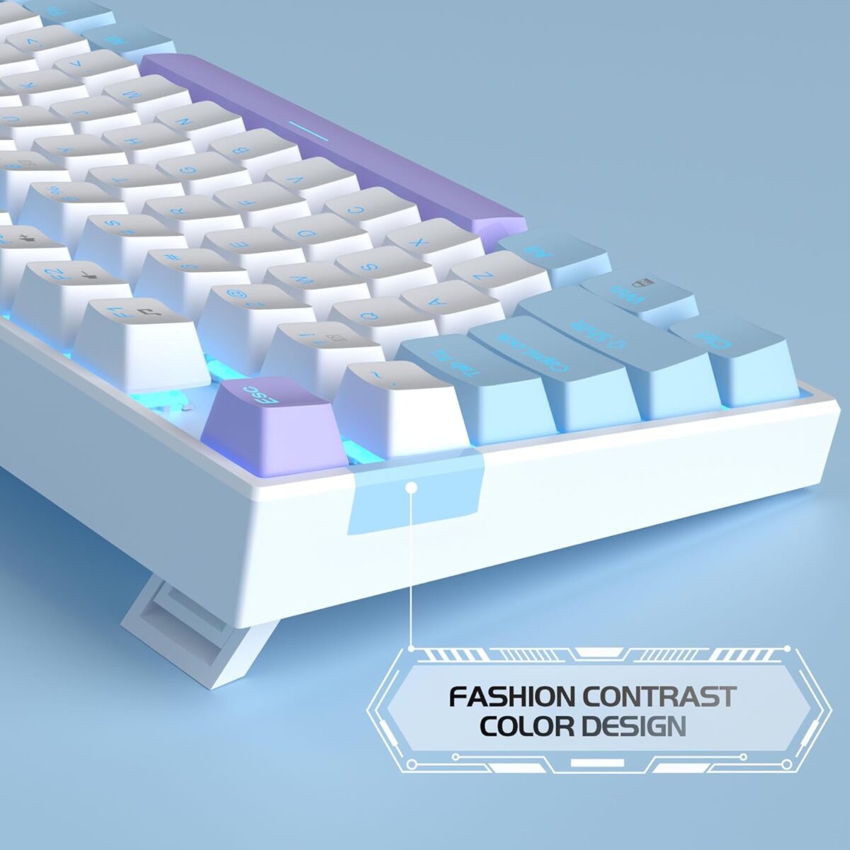 MageGee 75% Mechanical Gaming Keyboard, Red Switch, LED Blue Backlit, 87 Keys Compact TKL Wired Keyboards for Windows Laptop PC Gamer - White/Blue - Image 5