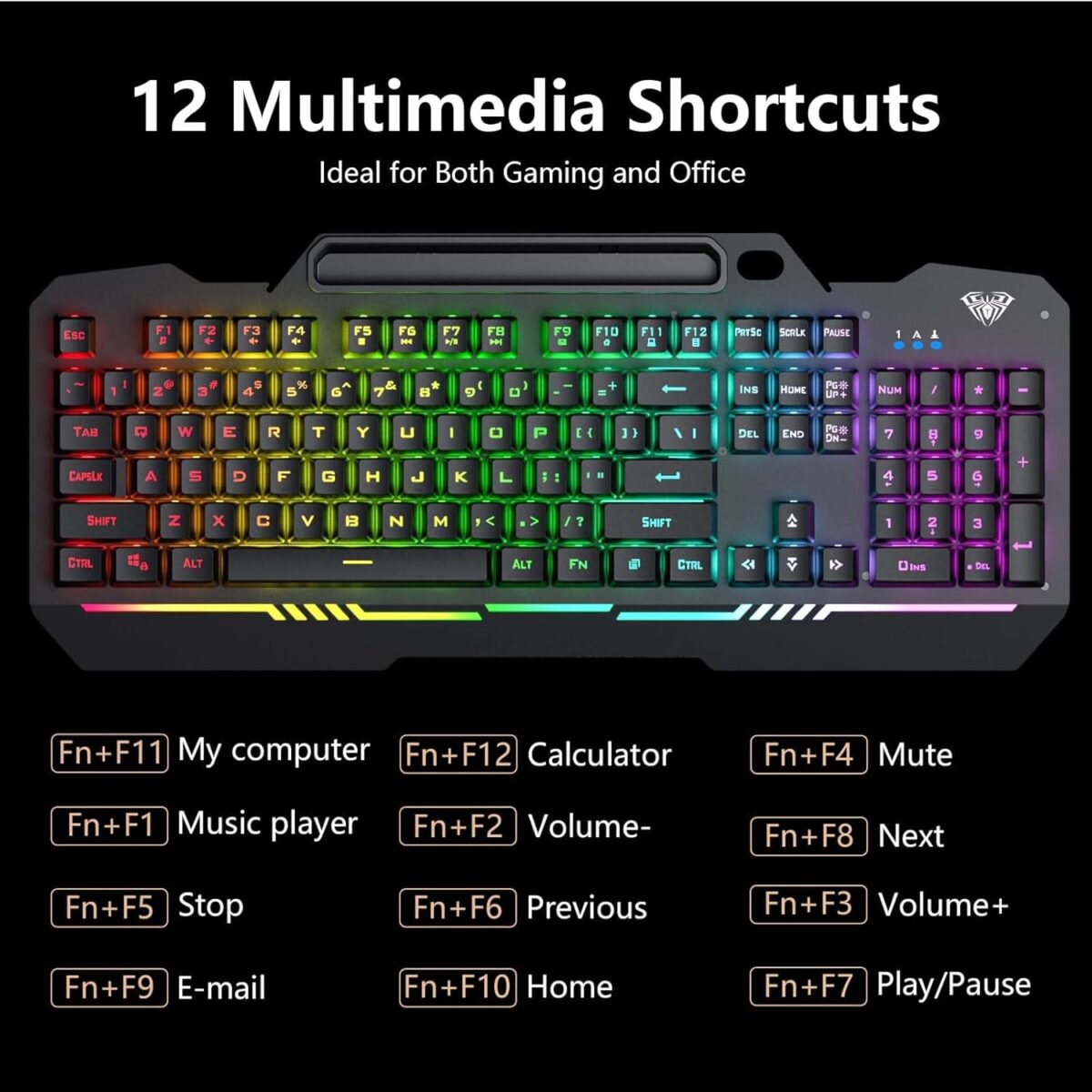 AULA Gaming Keyboard, T102 104 Keys Gaming Keyboard and Mouse Combo with RGB Backlit, All-Metal Panel, Anti-Ghosting, PC Game Keyboard and Mouse, USB Wired Keyboard Mouse for MAC Xbox PC Gamers - Image 5