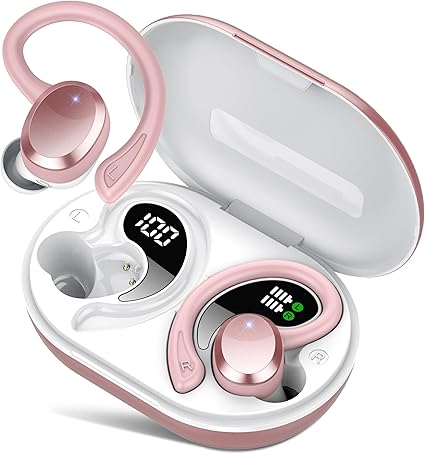 Wireless Earbuds, 2025 New Bluetooth 5.4 Headphones Sport Earphones with 68Hrs Playtime LED Display ENC Noise Cancelling Mic, IPX7 Waterproof Over Ear Ear Buds with Hook for Sports/Running