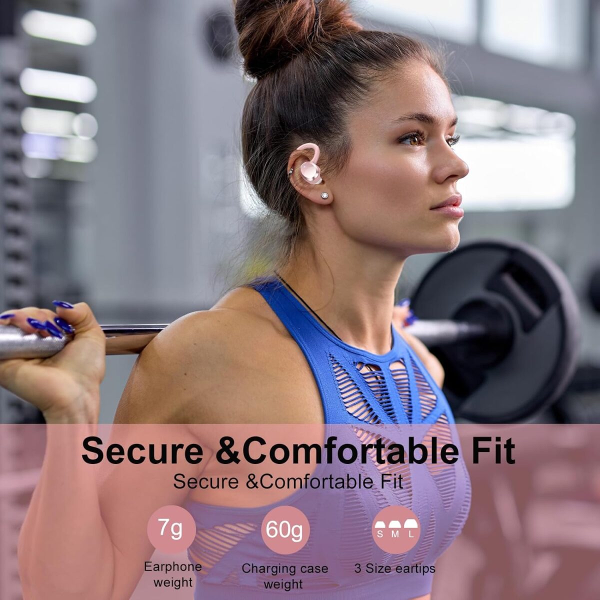Wireless Earbuds, 2025 New Bluetooth 5.4 Headphones Sport Earphones with 68Hrs Playtime LED Display ENC Noise Cancelling Mic, IPX7 Waterproof Over Ear Ear Buds with Hook for Sports/Running - Image 6