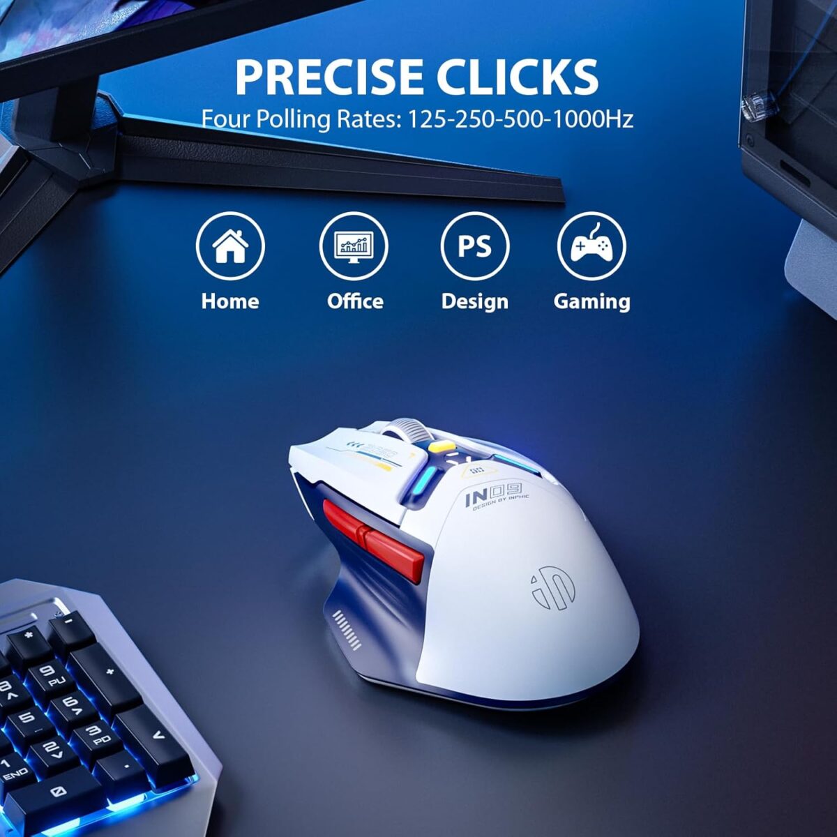 INPHIC IN9 Wireless Gaming Mouse, True Tri-Mode Bluetooth/Type-C Wired/2.4G Wireless Connection, 10000 DPl, Fully Programmable, RGB Backlit, for Laptop PC Mac - Image 5