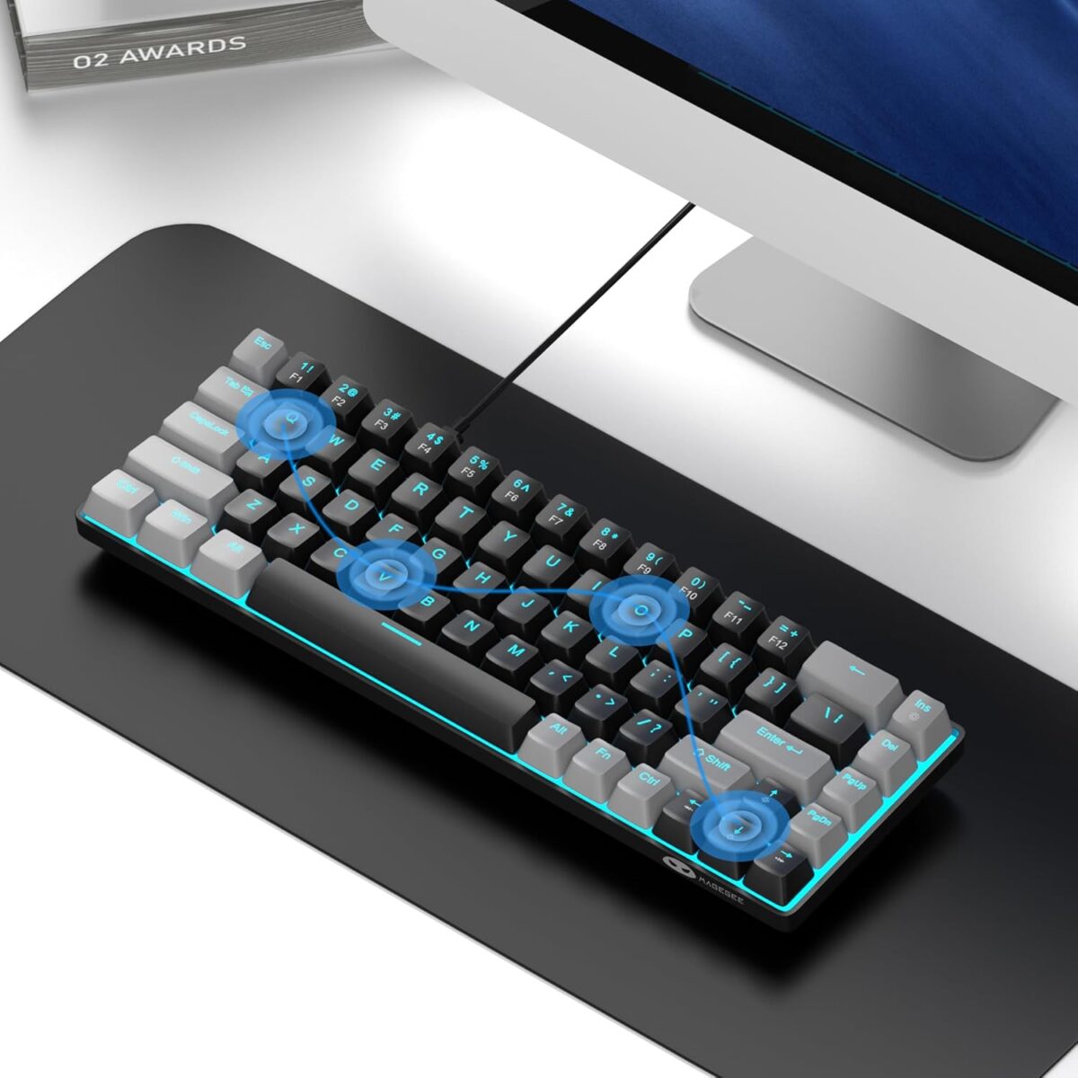MageGee Portable 60% Mechanical Gaming Keyboard, MK-Box LED Backlit Compact 68 Keys Mini Wired Office Keyboard with Red Switch for Windows Laptop PC Mac - Black/Grey - Image 5