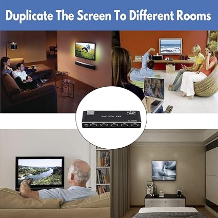 1x4 HDMI Splitter, 4K 60Hz 1 in 4 Out HDMI Splitter Audio Video Distributor Box Support Full Ultra HD, 3D, HDR, Compatible for HDTV, Blu-Ray, DVD, Xbox, PS4 Etc - Image 5