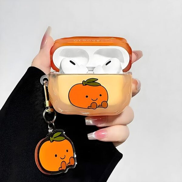 Compatible for AirPods Pro 2 Case, Fresh Summer Juicy Orange AirPods Pro 2 Generation Protective Case with Keychain for Girls Women, Shockproof Headset Cover for Airpods Pro 2, Citrus