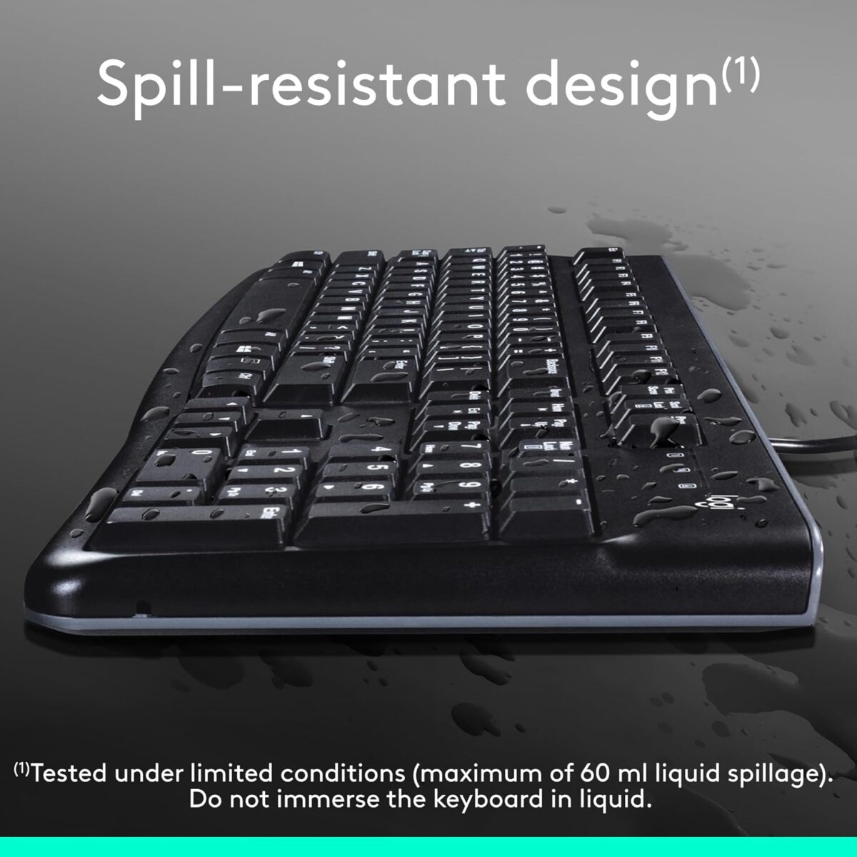Logitech K120 Wired Keyboard for Windows, Plug and Play, Full-Size, Spill-Resistant, Curved Space Bar, Compatible with PC, Laptop - Black - Image 7
