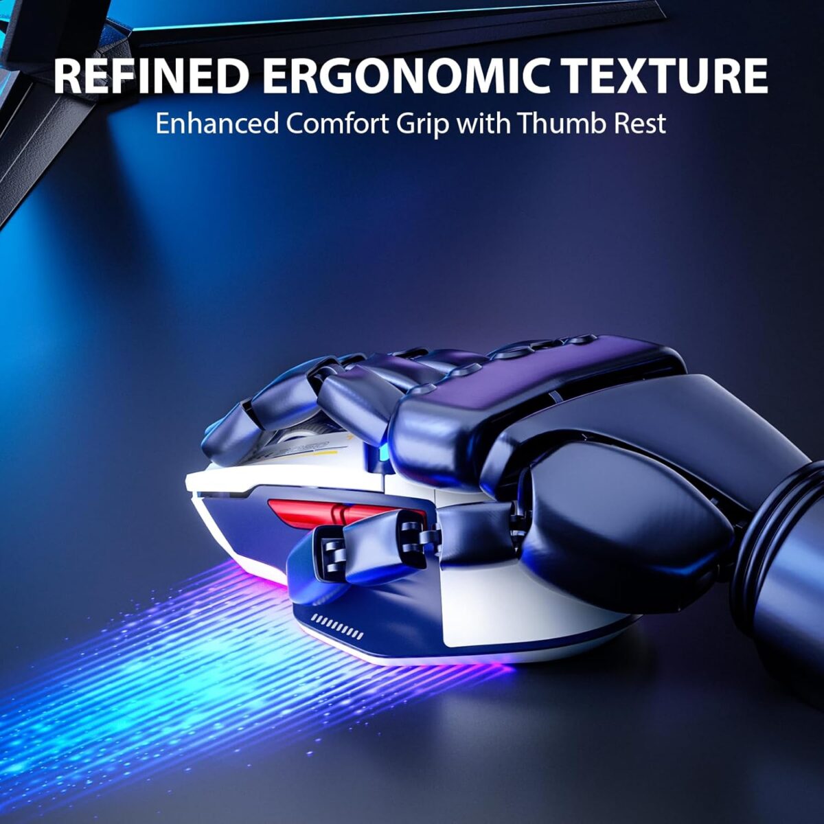 INPHIC IN9 Wireless Gaming Mouse, True Tri-Mode Bluetooth/Type-C Wired/2.4G Wireless Connection, 10000 DPl, Fully Programmable, RGB Backlit, for Laptop PC Mac - Image 4