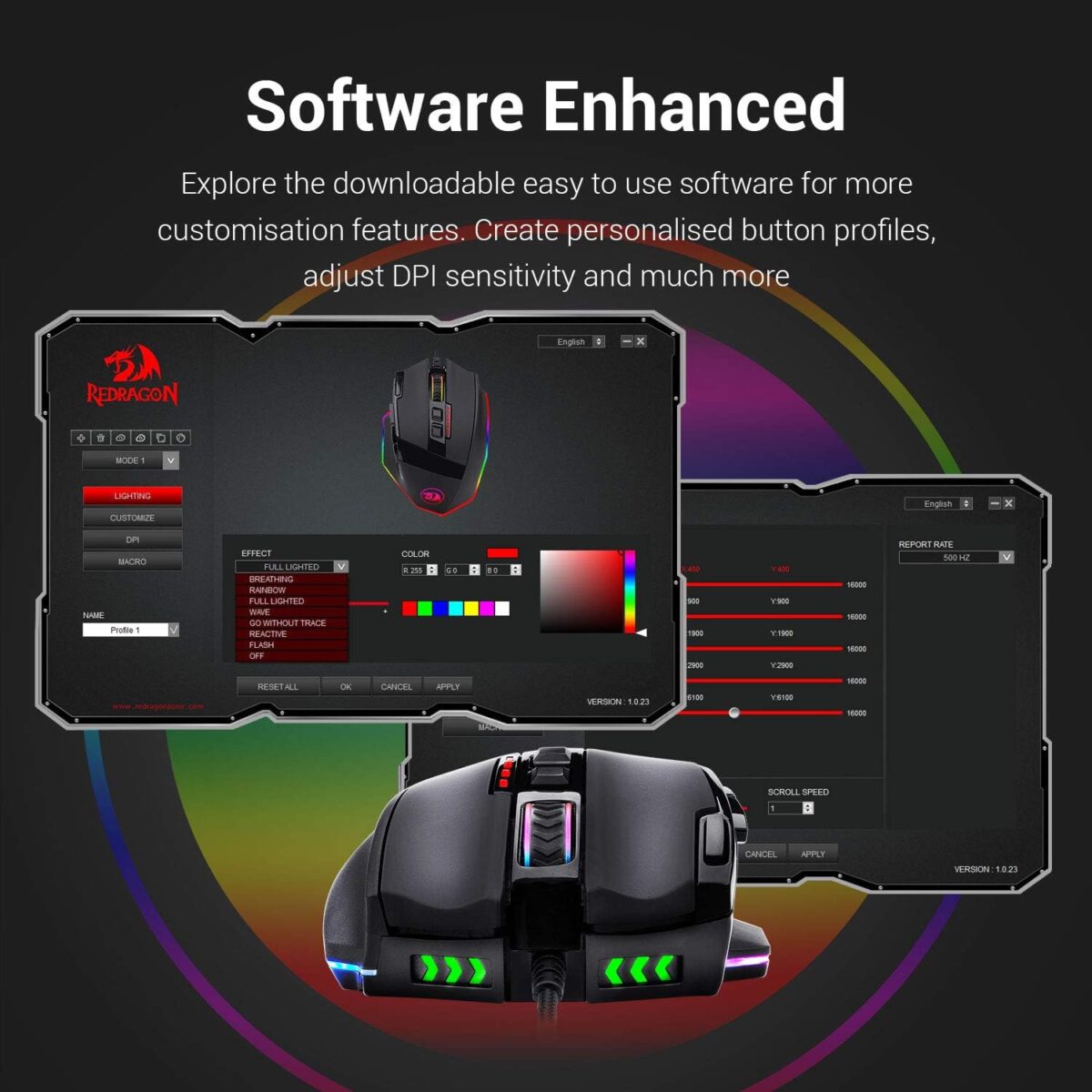 Redragon M801 Gaming Mouse, RGB PC Gaming Mouse MMO with 9 Programmable Buttons Macro Recording, 16000 DPI, Fire Button for Gaming Windows Computer - Wired, Black - Image 3
