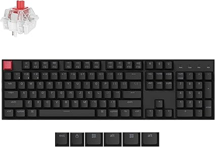 Keychron K10 Version 2, QMK Wireless Mechanical Gaming Keyboard, Full Size Hot-swappable Super Red Switch, RGB Bluetooth/USB-C Wired Professional Office Keyboard for Mac/Windows