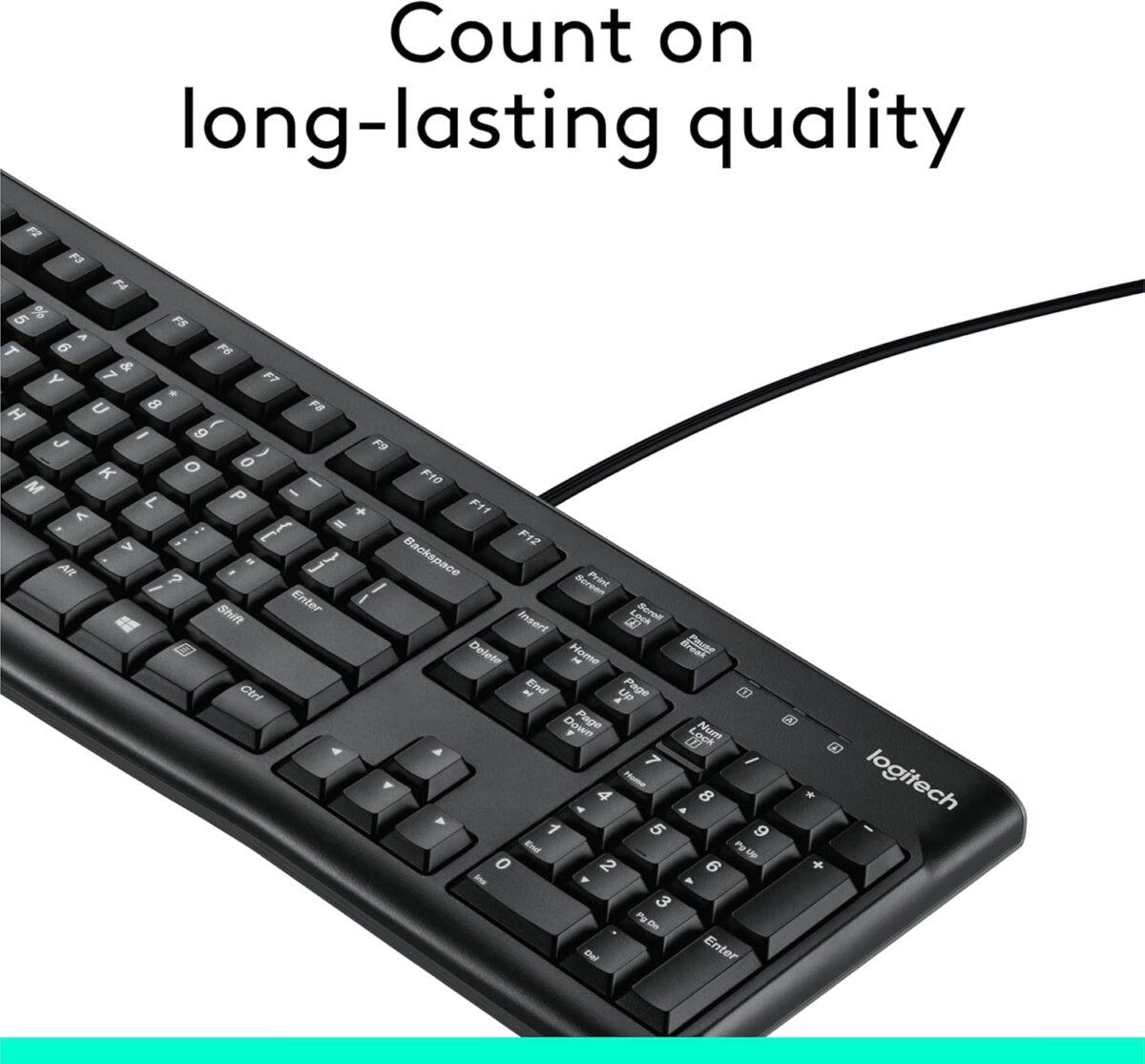 Logitech K120 Wired Keyboard for Windows, Plug and Play, Full-Size, Spill-Resistant, Curved Space Bar, Compatible with PC, Laptop - Black - Image 9