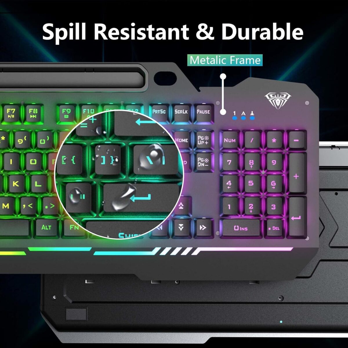 AULA Gaming Keyboard, T102 104 Keys Gaming Keyboard and Mouse Combo with RGB Backlit, All-Metal Panel, Anti-Ghosting, PC Game Keyboard and Mouse, USB Wired Keyboard Mouse for MAC Xbox PC Gamers - Image 7