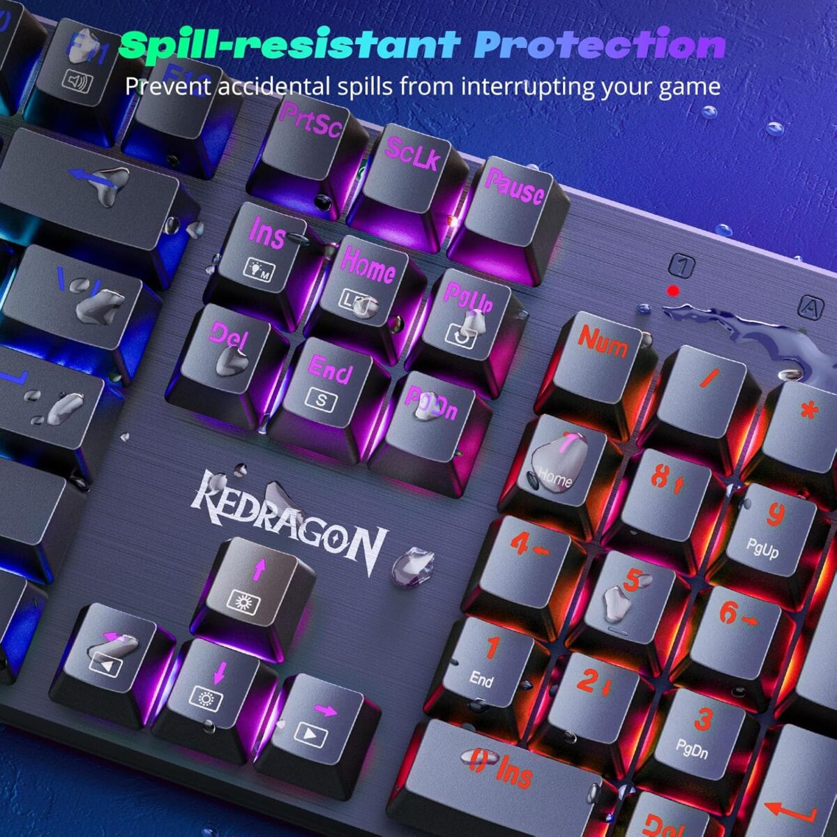 Redragon Mechanical Gaming Keyboard Wired, 11 Programmable Backlit Modes, Hot-Swappable Red Switch, Anti-Ghosting, Double-Shot PBT Keycaps, Light Up Keyboard for PC Mac - Image 3