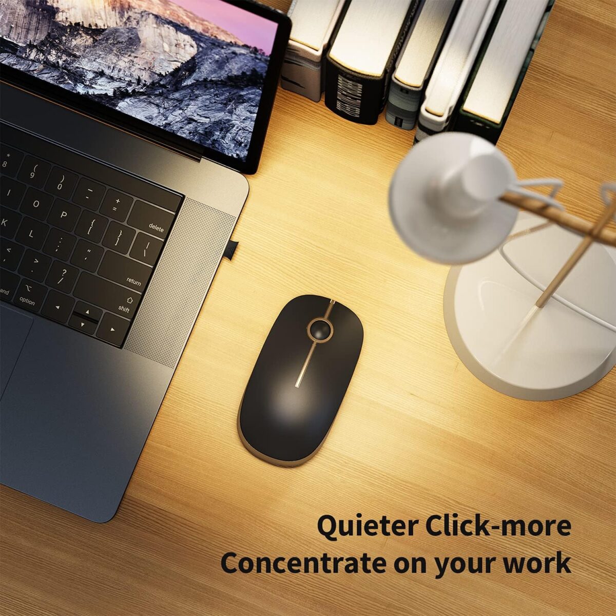 VssoPlor Wireless Mouse, 2.4G Slim Portable Computer Laptop Mouse with Nano Receiver Quiet Silent Optical Mice for Notebook, PC, Laptop, Computer-Black and Gold - Image 4