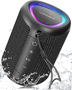 Portable Bluetooth Speaker with Lights, Stocking Stuffers, Powerful Crystal Clear Sound, IPX5 Waterproof, All Day Playtime, BT 5.3, TWS Paring, Small Wireless Speaker for Outdoor, White Elephant Gifts