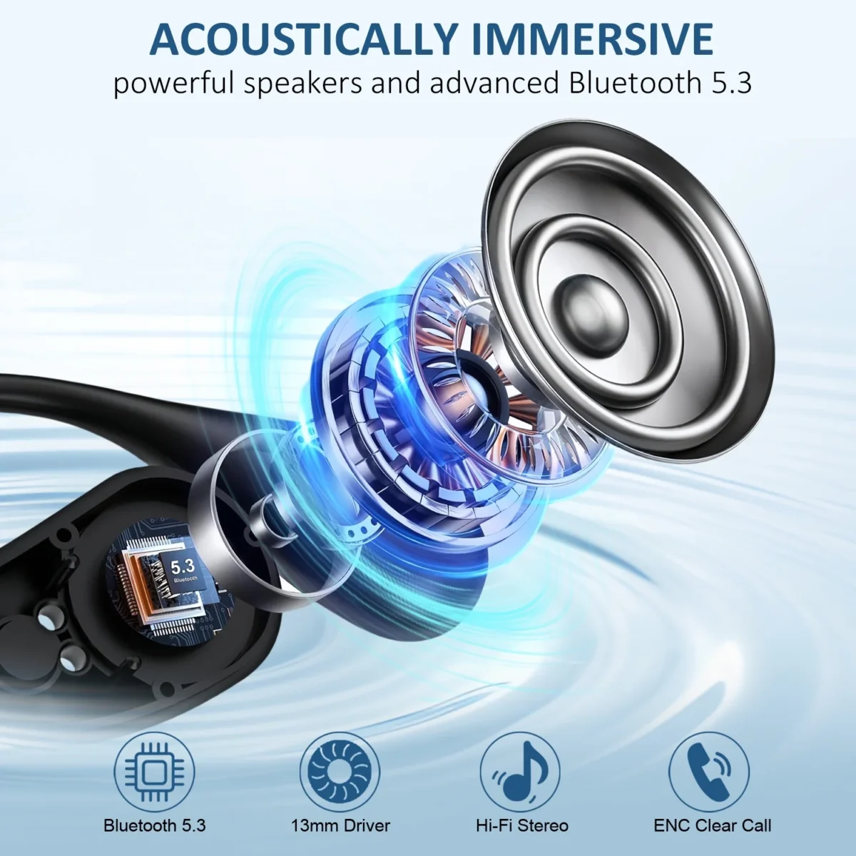 Wireless Earbuds, Bluetooth 5.4 Headphones Sports, 50H Playback Over Ear buds with ENC Noise Cancelling Mic, Deep Bass Fitness Earphones Gym Running Workout with Earhooks, IP7 Waterproof Headset - Image 4