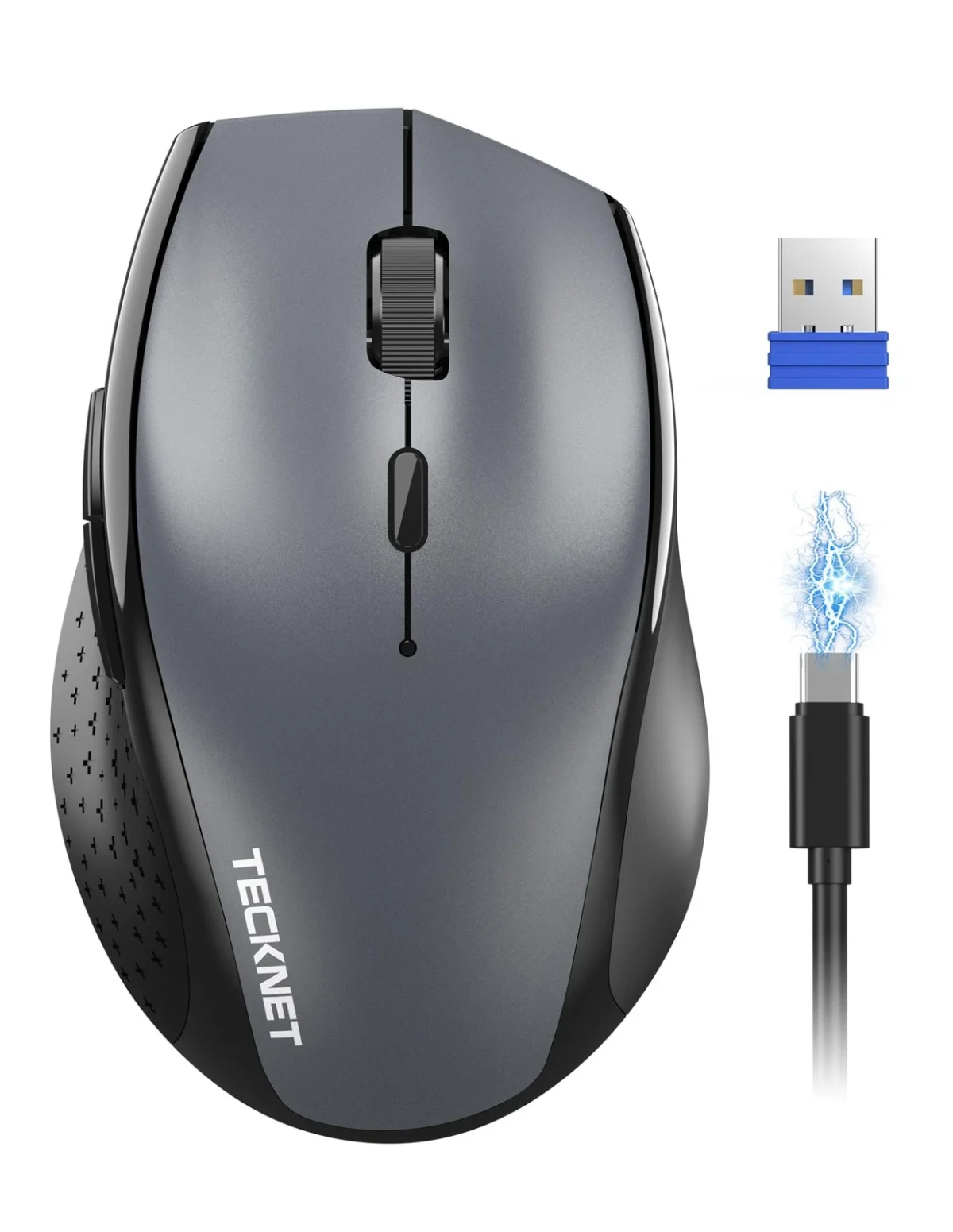 TECKNET Wireless Mouse – 2.4G, ergonomic, 6 buttons, 2600 DPI, 24M battery.